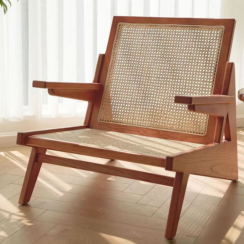 Mid-century Modern Rubberwood Solid Wood Frame Square Arms Chair Clearhalo 'Accent Chairs' 'accent_chairs' 'Chairs & Seating' 'furn' 'furn_accent_chairs' 'Furniture' 'Living Room Furniture' 1200x1200_433cc11e-c6dd-4639-809b-853f2be4cde7