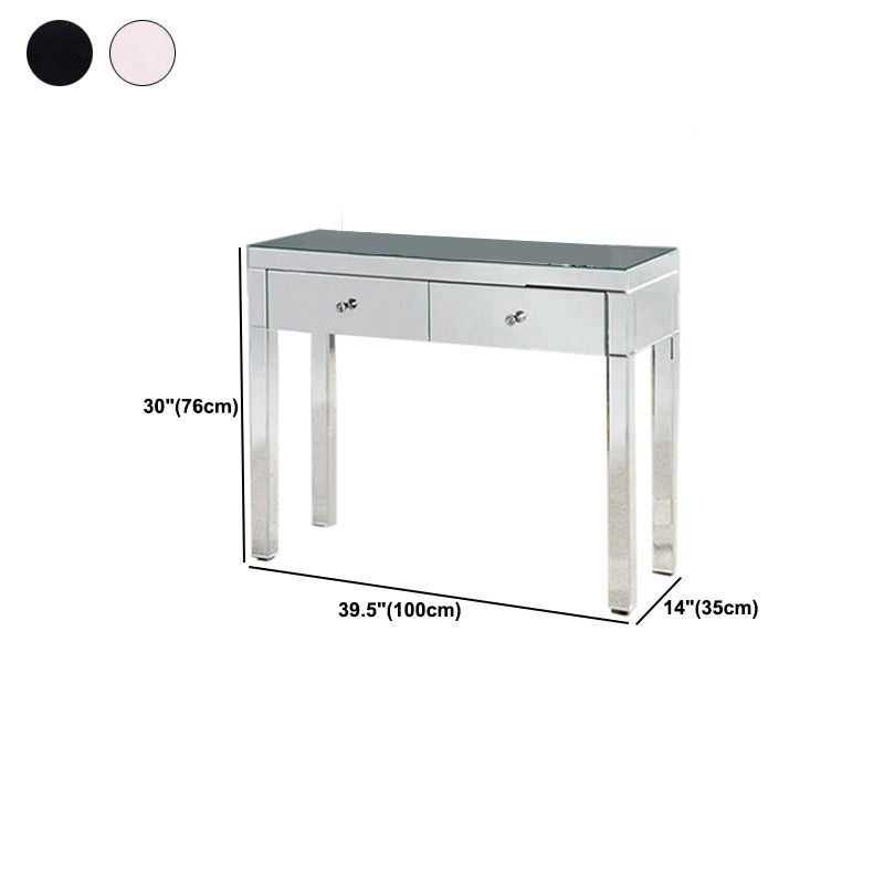 Glass Vanity Set with Tri-Fold 13.77" Wide Make-up Vanity with 2 Storage Drawers Clearhalo 'Bedroom Furniture' 'furn' 'furn_makeup_vanities' 'Furniture' 'Makeup Vanities' 'makeup_vanities' 1200x1200_433d24b9-a395-498a-81b4-3db44d6f3d98