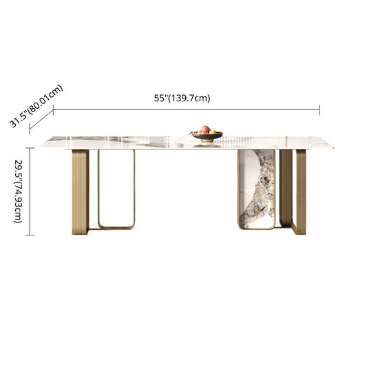 Modern Sintered Stone Dining Table Set Standard Height Gold Legs Dining Set for Home Use Clearhalo 'Dining Room Sets' 'Dining Tables & Seating' 'dining_room_set' 'Furniture' 'furniture_dining_room_set' 'Kitchen & Dining Furniture' 'kitchen&dining_furn' 'kitchen' 1200x1200_433dc30b-aae0-47a6-92f1-5e391482b34e