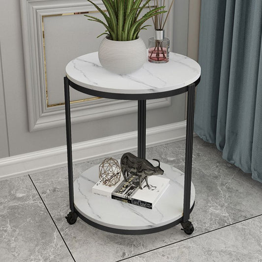 21.65 "スレートラウンドサイドエンドテーブル鉄3脚サイドテーブル付き棚