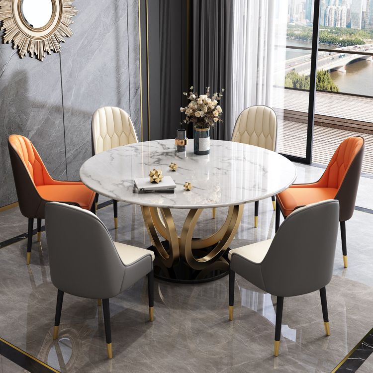 Glam Restaurant Sintered Stone Table Round Pedestal Dining Table Clearhalo 'Dining Tables & Seating' 'Dining Tables' 'dining_table' 'furn' 'furn_dining_table' 'Furniture' 'furniture_dining_table' 'Kitchen & Dining Furniture' 'kitchen' 'kitchen_dining_table' 1200x1200_433e5cb1-79bb-4038-b82a-527fdb36ff4b