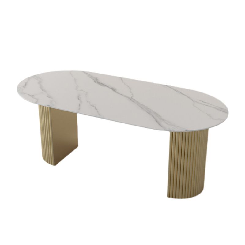 Metal Contemporary Oval Dining Table Double Pedestal Table for Dining Room Clearhalo 'Dining Tables & Seating' 'Dining Tables' 'dining_table' 'furn' 'furn_dining_table' 'Furniture' 'furniture_dining_table' 'Kitchen & Dining Furniture' 'kitchen' 'kitchen_dining_table' 1200x1200_433f39e6-fb47-4cf4-bab6-0ded6b19a0d7