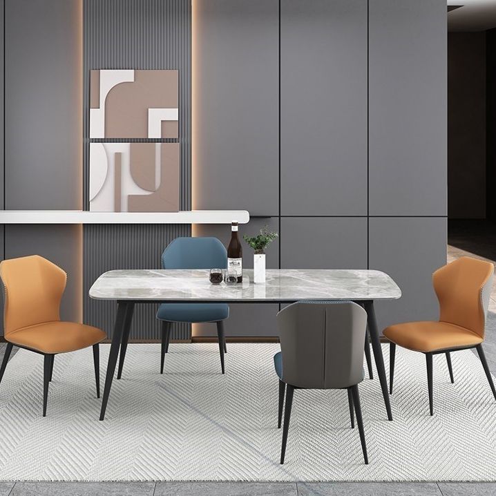 Rectangle Grey Tone Dining Table Sintered Stone Table Simplicity with 4 Legs Clearhalo 'Dining Tables & Seating' 'Dining Tables' 'dining_table' 'furn' 'furn_dining_table' 'Furniture' 'furniture_dining_table' 'Kitchen & Dining Furniture' 1200x1200_434102a9-763c-439d-96f5-fec2343a4e51