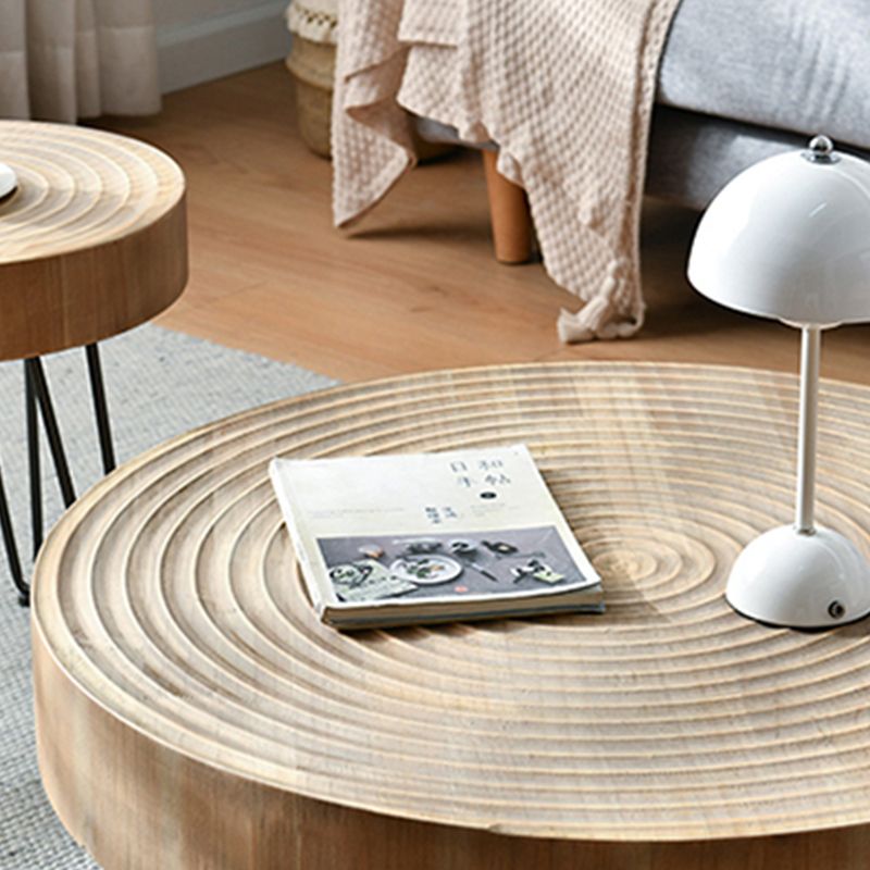 Iron 4 Legs Cocktail Table Scandinavian Round Wooden Coffee Table for Home Clearhalo 'Coffee & Accent Tables' 'Coffee Tables' 'coffee_tables' 'furn' 'furn_coffee_tables' 'Furniture' 'Living Room Furniture' 1200x1200_4342996f-3527-437b-9247-5db7ae63396e