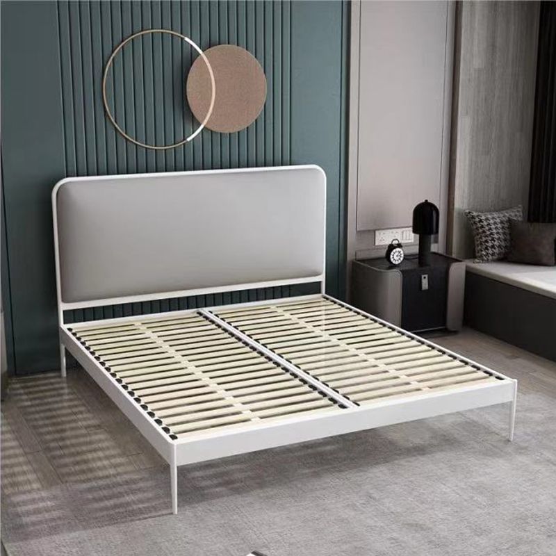 Contemporary Rectangular Headboard Standard Bed with Metal Legs