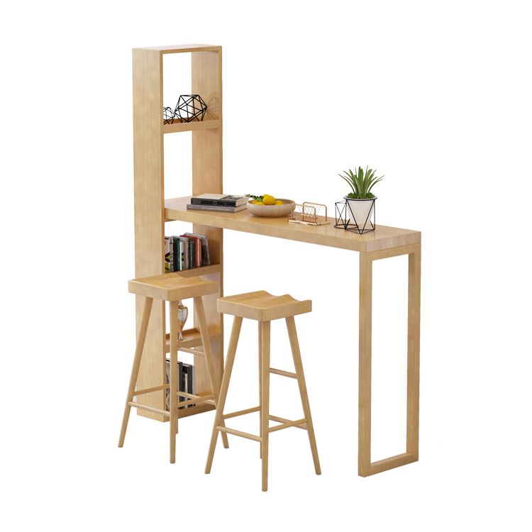 Modern Wooden Pub Table Rectangle Natural Bar Height Cocktail Table with Shelves Clearhalo 'Bar Furniture' 'Bar Tables' 'bar_tables' 'furn' 'furn_bar_tables' 'Furniture' 'Kitchen & Dining Furniture' 1200x1200_4346194f-219f-41f9-a7b1-ff15b66adf30