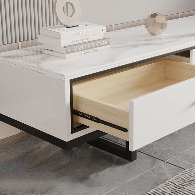 Modern Style Stone TV Stand White Colour Enclosed Storage TV Stand Console with 3 Drawers Clearhalo 'furn' 'furn_tv_stands_entertainment_centers' 'Furniture' 'Living Room Furniture' 'TV Stands & Entertainment Centers' 'TV Stands & Media Storage Furniture' 'tv_stands_entertainment_centers' 1200x1200_43464057-5f9c-45e0-b5b6-48cc69a49d03