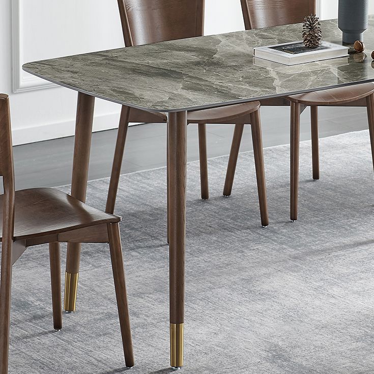 Glam Sintered Stone Standard Dining Table Gray Rectangle Shape Dining Table for Kitchen Clearhalo ' dining_table' 'Dining Tables & Seating' 'Dining Tables' 'furn' 'furn_dining_table' 'Furniture' 'furniture_dining_table' 'Kitchen & Dining Furniture' 'kitchen&dining_furn' 'kitchen' 'kitchen_dining_table' 1200x1200_43469cbb-2fdf-43b9-a26f-52904a9a2591