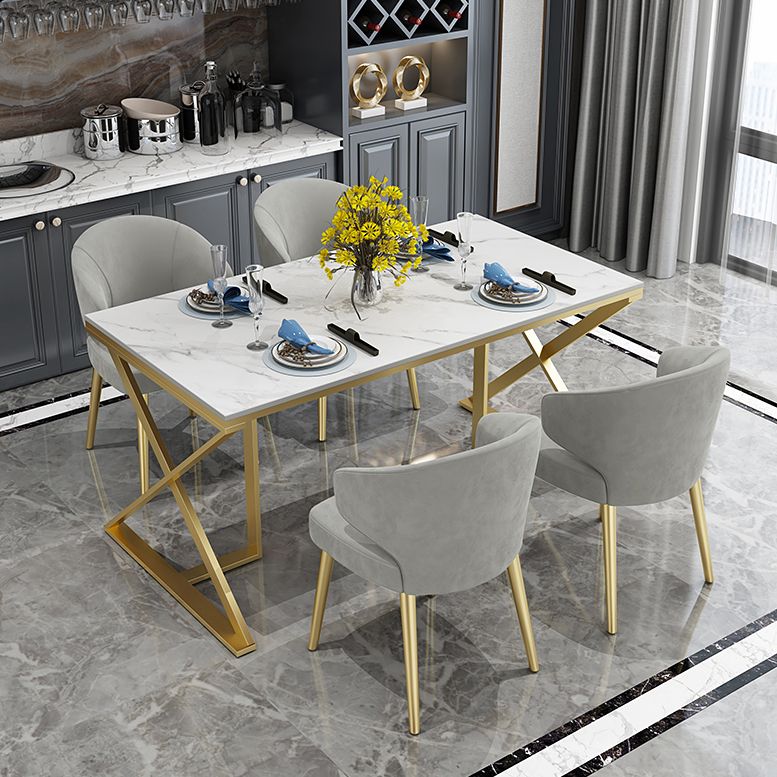 Glam 1/5 Pieces Dining Set Rectangle Stone Dining Table Set for Dining Room Clearhalo 'Dining Room Sets' 'Dining Tables & Seating' 'dining_room_set' 'furn' 'furn_dining_room_set' 'Furniture' 'furniture_dining_room_set' 'Kitchen & Dining Furniture' 1200x1200_4348bb02-df26-4afd-887d-1af035317c5d