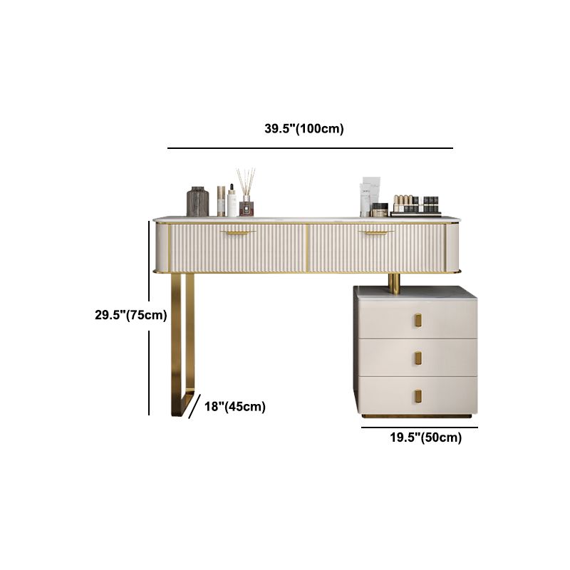 Beige Make-up Vanity Metal Dressing Table Stool Set with Drawers Clearhalo 'Bedroom Furniture' 'furn' 'furn_makeup_vanities' 'Furniture' 'Makeup Vanities' 'makeup_vanities' 1200x1200_4348fd21-d159-4c6d-a48a-3cc68e4fe771