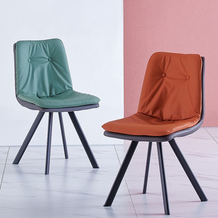 Leather Scandinavian Side Chair Upholstered Armless Dining Chairs with Metal Legs Clearhalo ' kitchen&dining_furn' 'Dining Chairs' 'Dining Tables & Seating' 'dining_chair' 'furn' 'furn_dining_chair' 'Furniture' 'furniture_dining_chair' 'Kitchen & Dining Furniture' 'kitchen' 1200x1200_434a53c8-588c-47b3-a10d-9f20d048c9ef