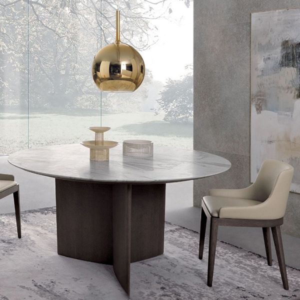 Coubien en faux cuir et salle à manger et accent en bois massif pour salle à manger