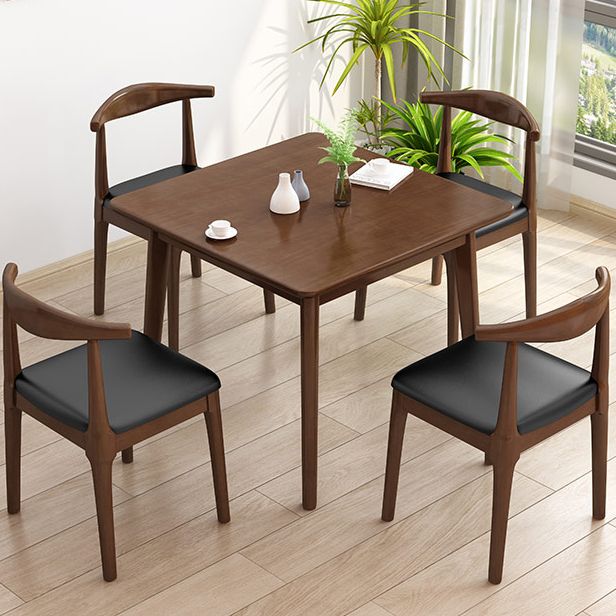 Square 4 Legs Industrial Dining Table Wood Color Fixed Table with Rubberwood Solid Wood Clearhalo ' dining_table' 'Dining Tables & Seating' 'Dining Tables' 'furn' 'furn_dining_table' 'Furniture' 'furniture_dining_table' 'Kitchen & Dining Furniture' 'kitchen&dining_furn' 'kitchen' 'kitchen_dining_table' 1200x1200_434d3cad-e841-4e0c-830d-4c65a52120ef