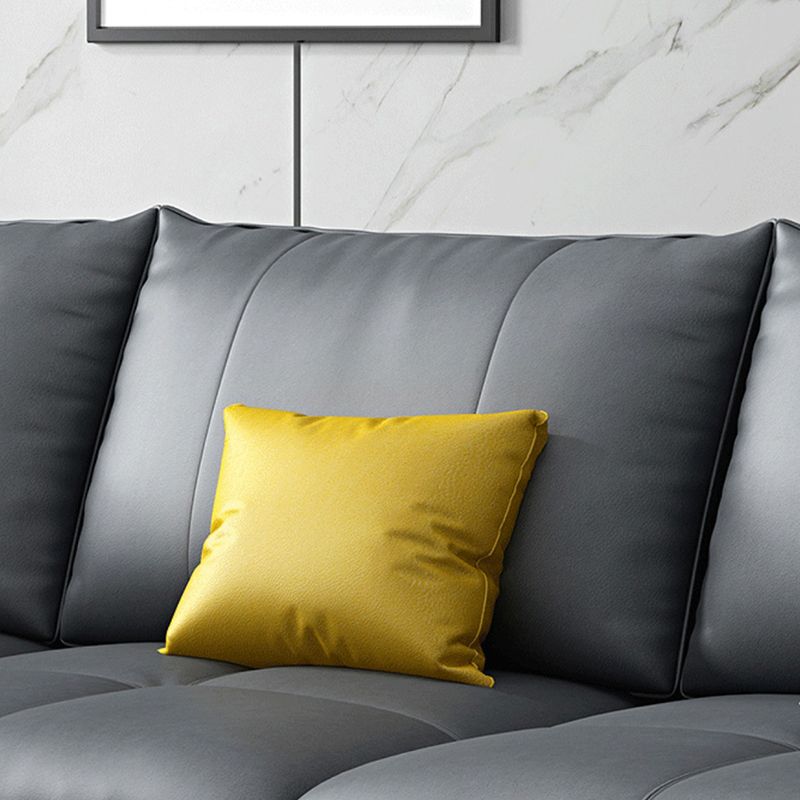 Grey Removable Cushions Faux Leather Straight Arm Sofa/Sectional with Wear-Resisting Clearhalo 'furn' 'furn_sectionals' 'Furniture' 'Living Room Furniture' 'Sectionals' 1200x1200_434d6d9d-9b7a-48b1-b4f7-c7f3248a75cc