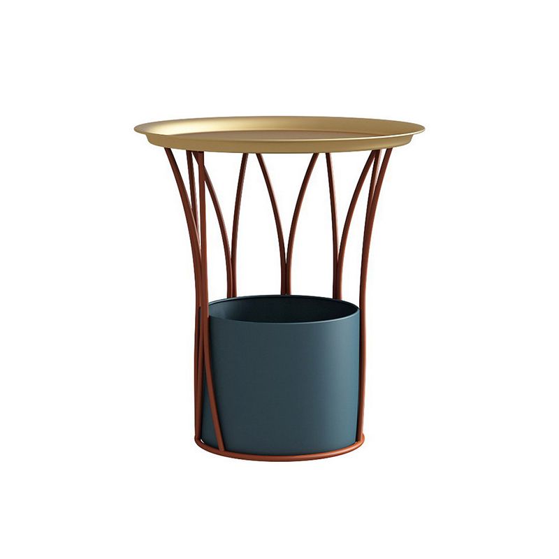 Iron Pedestal Side Table Round Tray Top Side End Table with Storage Clearhalo 'Coffee & Accent Tables' 'End & Side Tables' 'end_side_table' 'end_side_tables' 'furn' 'furn_end_side_tables' 'Furniture' 'furniture_end_side_table' 'Living Room Furniture' 1200x1200_434f3de2-60a3-4ff6-8e32-71e1a1b5db91