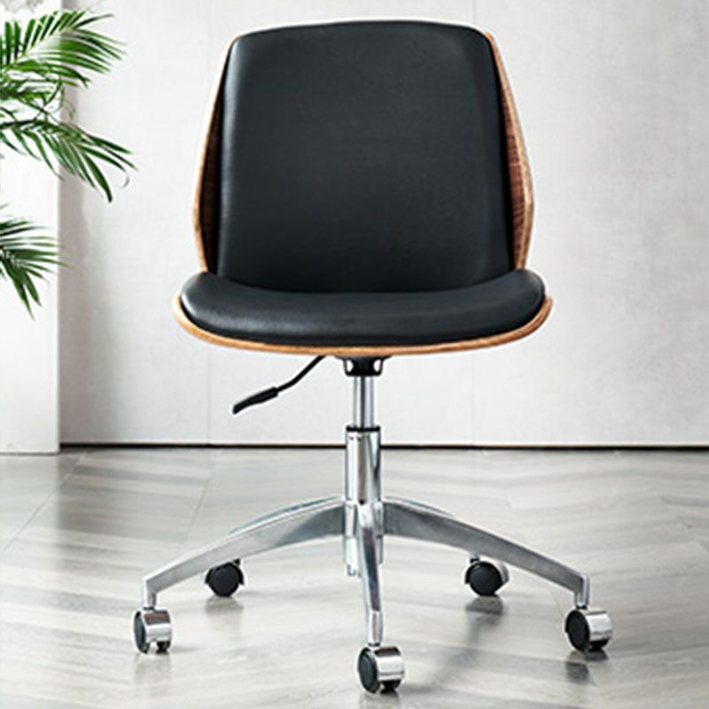 Faux Leather Office Chair Chrome Frame Armless Ergonomic Computer Desk Chair Clearhalo 'furn' 'furn_office_chair' 'Furniture' 'Office Chairs' 'Office Furniture' 'office_chair' 1200x1200_43502ccd-901d-44c8-90de-6b328a95f9eb