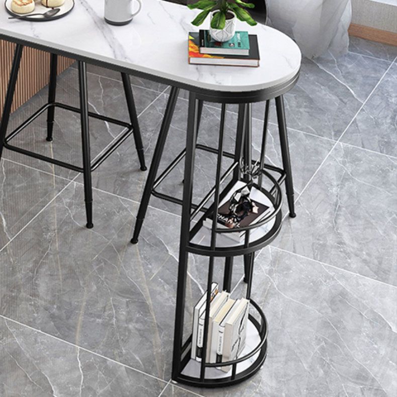 White Stone Bar Table with Storage Modern Specialty Pub Table for Dining Room Clearhalo 'Bar Furniture' 'Bar Tables' 'bar_tables' 'furn' 'furn_bar_tables' 'Furniture' 'Kitchen & Dining Furniture' 1200x1200_4350b841-187f-4e52-8f2f-f7e3d0c7b463