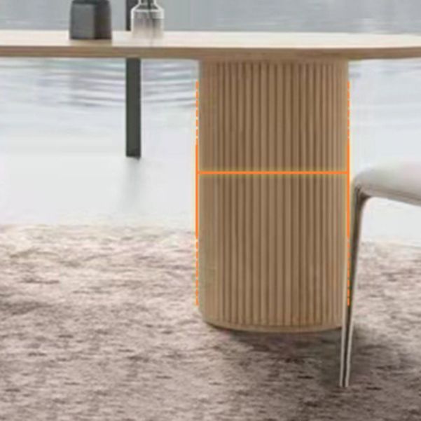 Natürlicher ovaler Esstisch aus massivem Kiefernholz, moderner Tisch mit Doppelsäule
