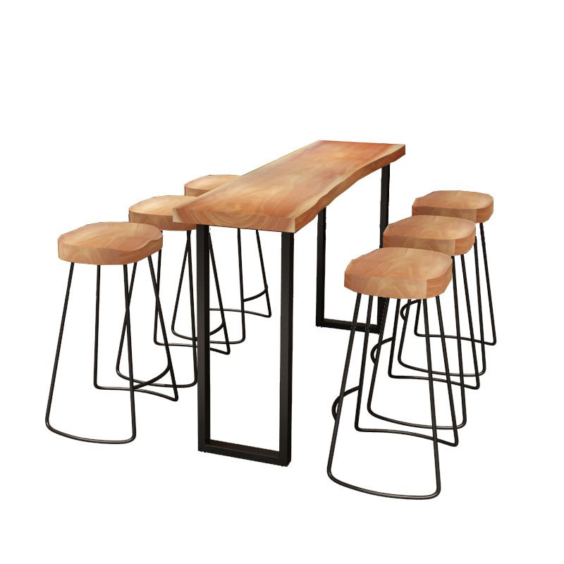 Juego de mesa de bar industrial de madera maciza, mesa de mostrador de 1/2/4/7 piezas con taburetes sin respaldo
