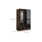 Modern Freestanding Wardrobe Armoire Tempered Glass Doors Wardrobe with Shelves