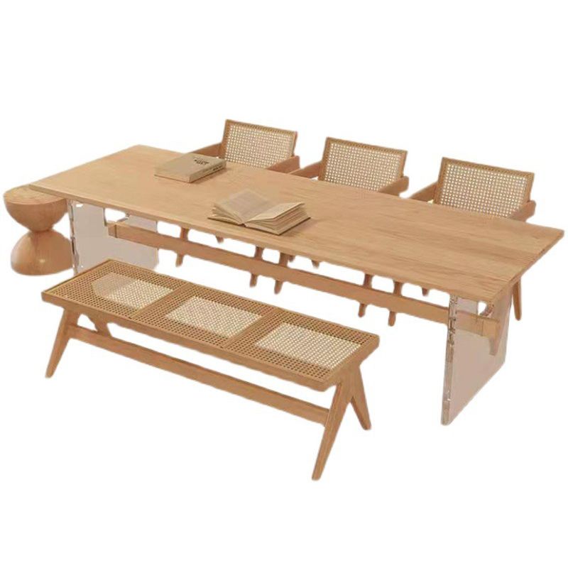 Industrial Trestle Dining Table Pine Wood Table for Dining Room Clearhalo 'Dining Tables & Seating' 'Dining Tables' 'dining_table' 'furn' 'furn_dining_table' 'Furniture' 'Kitchen & Dining Furniture' 1200x1200_435492d3-b816-4eed-903c-f016225f401c
