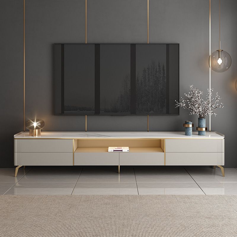 Glam Stone TV Stand Console Open Storage TV Media Stand with Drawers for Living Room Clearhalo 'furn' 'furn_tv_stands_entertainment_centers' 'Furniture' 'Living Room Furniture' 'TV Stands & Entertainment Centers' 'TV Stands & Media Storage Furniture' 'tv_stands_entertainment_centers' 1200x1200_4355d6d8-21a9-442f-9e67-3fcfbdcc5309