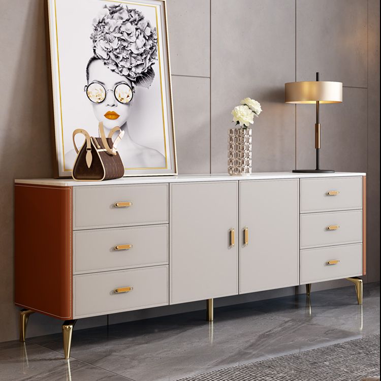 Cómoda clásica Glam con almacenamiento de piedra y 6 cajones, 15,6 pulgadas de ancho