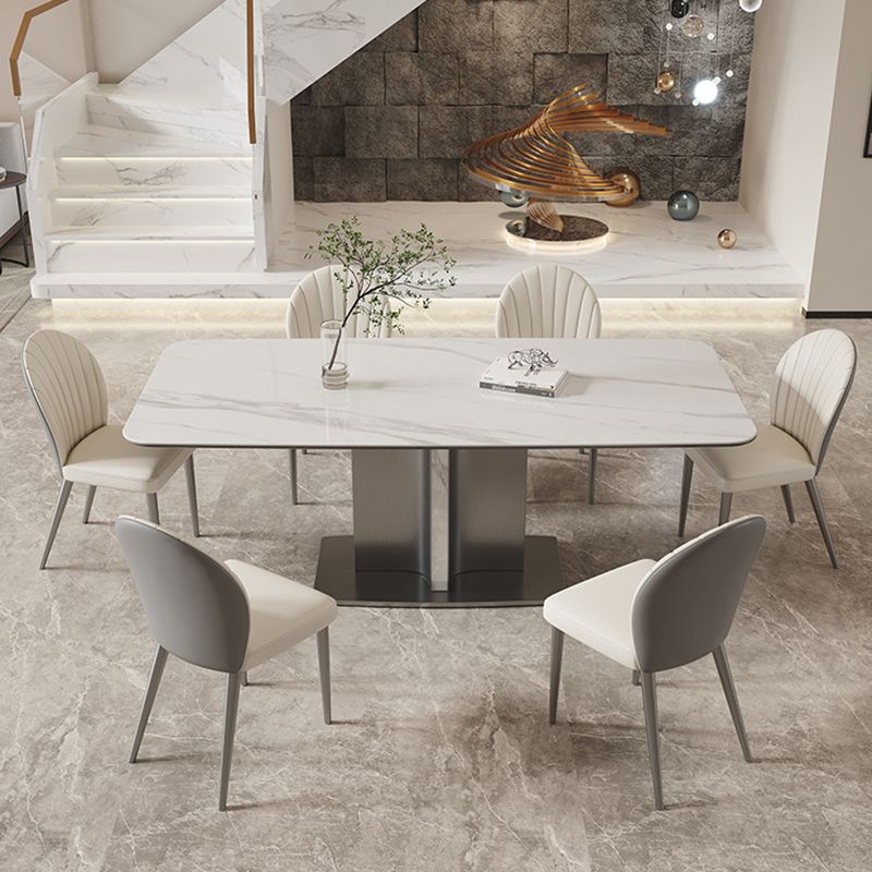 Modern Rectangle Dining Table Sintered Stone Table with Metal Legs for Home Clearhalo 'Dining Tables & Seating' 'Dining Tables' 'dining_table' 'furn' 'furn_dining_table' 'Furniture' 'Kitchen & Dining Furniture' 1200x1200_435742c4-fb49-4d01-a705-7097add88172