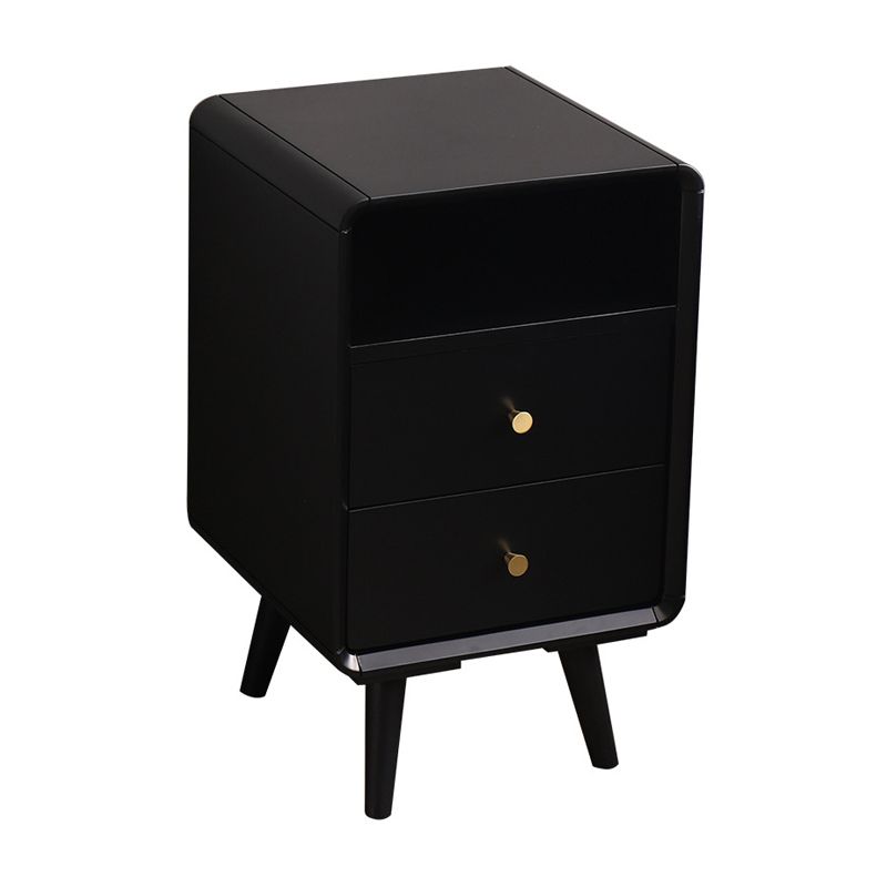 23 "H tavolo da notte in legno massiccio moderno a 2 gambe di stoccaggio aperto incluso