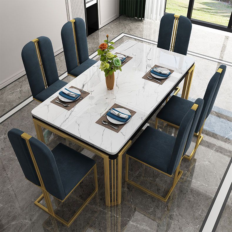 Glam Rectangle Shape Marble Dining Table Kitchen Standard Dining Table with 4 Legs Base Clearhalo ' dining_table' 'Dining Tables & Seating' 'Dining Tables' 'furn' 'furn_dining_table' 'Furniture' 'furniture_dining_table' 'Kitchen & Dining Furniture' 'kitchen&dining_furn' 'kitchen' 'kitchen_dining_table' 1200x1200_4358cad8-f5d6-4480-b259-52ca9fd446a9