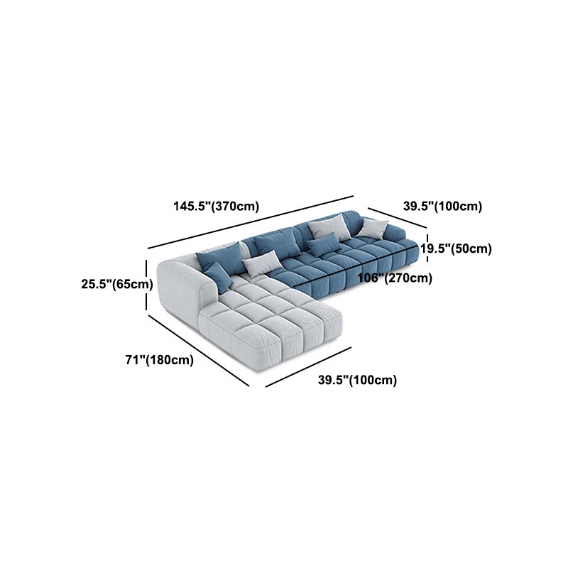 Divano scandinavo e chaise in blu e bianco di divano del braccio ad incasso