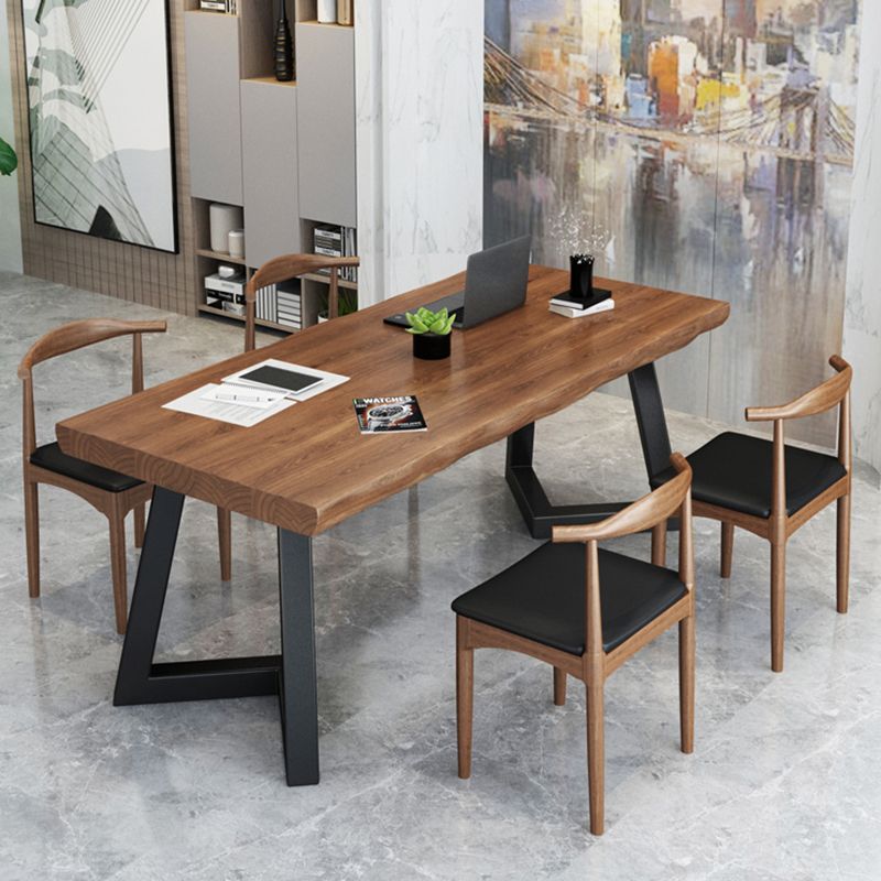 Home Industrial Rectangular Office Desk Solid Wood Writing Desk with Metal Legs Clearhalo 'furn' 'furn_office_desk' 'Furniture' 'Office Desks' 'Office Furniture' 'office_desk' 1200x1200_435aae75-6fd7-4484-b1c4-097bc3cec891