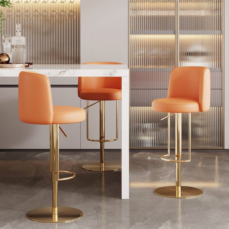 Glam Style Liftable Bar Stool Round Seat Counter Bar Stool with Metal Legs Clearhalo 'Bar Furniture' 'Bar Stools' 'bar_stools' 'furn' 'furn_bar_stools' 'Furniture' 'Kitchen & Dining Furniture' 1200x1200_435baaac-cf7a-4d4c-85e0-1e3211bb629a