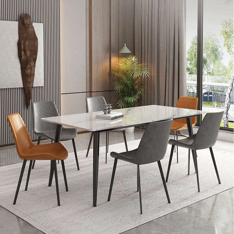 Metal Industrial Rectangle Dining Table White Sintered Stone Table for Kitchen and Dining Room Clearhalo ' dining_table' 'Dining Tables & Seating' 'Dining Tables' 'furn' 'furn_dining_table' 'Furniture' 'furniture_dining_table' 'Kitchen & Dining Furniture' 'kitchen&dining_furn' 'kitchen' 'kitchen_dining_table' 1200x1200_435c307a-8cb4-4368-9f82-ec56e85857bb