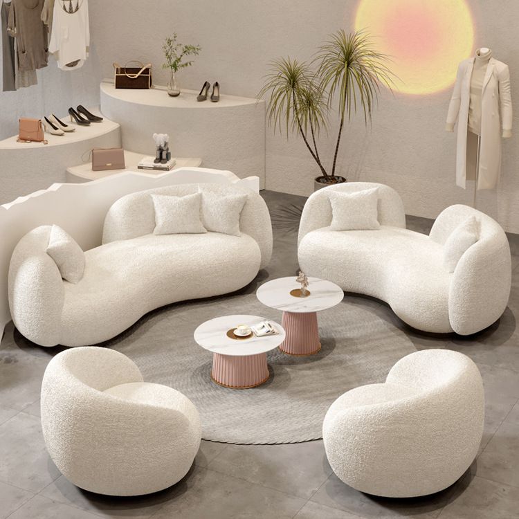 Divano di lana bianco contemporaneo con braccio di smoking e base nera per l'appartamento