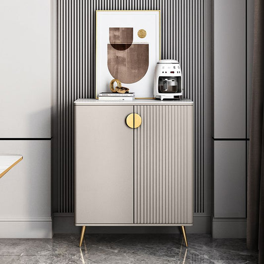 Glam Buffet Server con scaffali regolabili in legno e server di pranzo in pietra