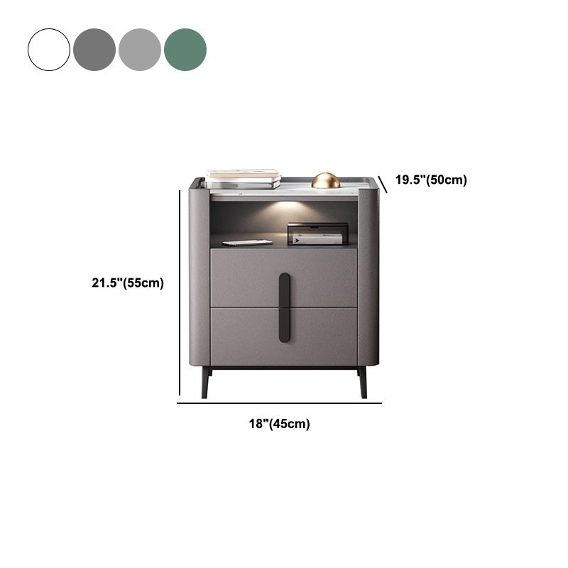 22 inch H Nightstand Moderne Open opbergsteen Top 2-ladel nachttafel met benen