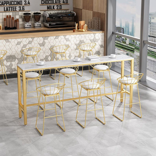 Nordic Glam Style Bar Table 42-inch Height Metal Base Bistro Table for Living Room Clearhalo 'Bar Furniture' 'Bar Tables' 'bar_tables' 'furn' 'furn_bar_tables' 'Furniture' 'furniture_bar_tables' 'Kitchen & Dining Furniture' 1200x1200_435f649e-4852-4fde-9725-349dc651d8f5