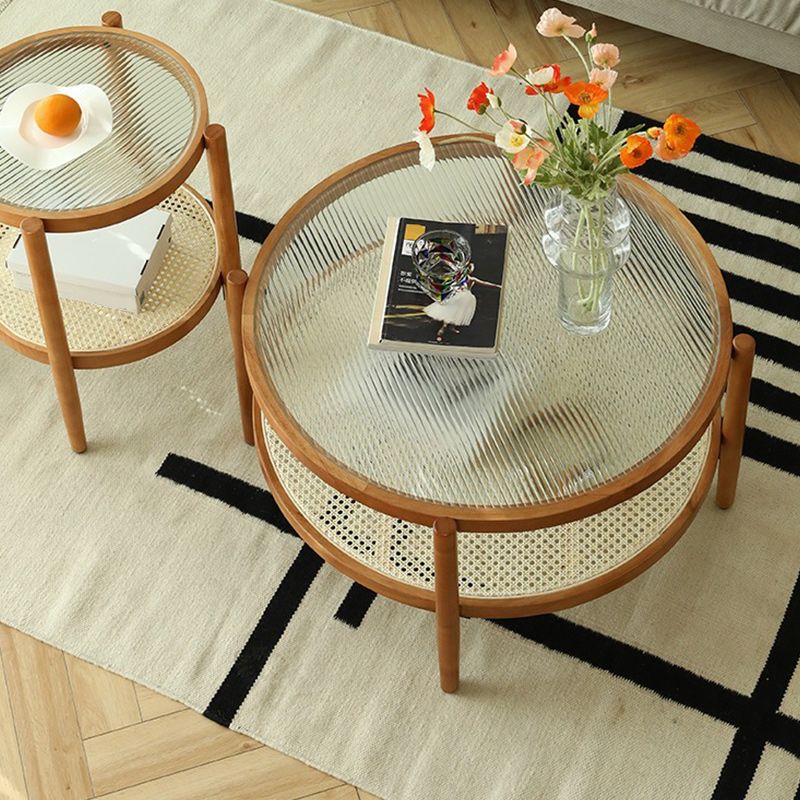 Tropical Round Cocktail Table Storage Solid Wood Coffee Cocktail Table Clearhalo 'Coffee & Accent Tables' 'Coffee Tables' 'coffee_tables' 'furn' 'furn_coffee_tables' 'Furniture' 'Living Room Furniture' 1200x1200_43606c23-e2cf-4f66-96ca-0401aae5160d