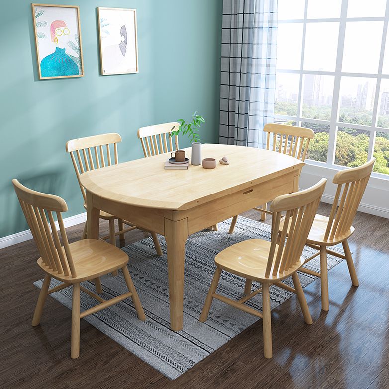 Modern Style Solid Wood Dining Table Brown Round Drop-Leaf Table with 4 Legs Clearhalo ' dining_table' 'Dining Tables & Seating' 'Dining Tables' 'furn' 'furn_dining_table' 'Furniture' 'furniture_dining_table' 'Kitchen & Dining Furniture' 'kitchen&dining_furn' 'kitchen' 'kitchen_dining_table' 1200x1200_4360ef2a-0d5b-4667-ab1b-f782a757f4b2