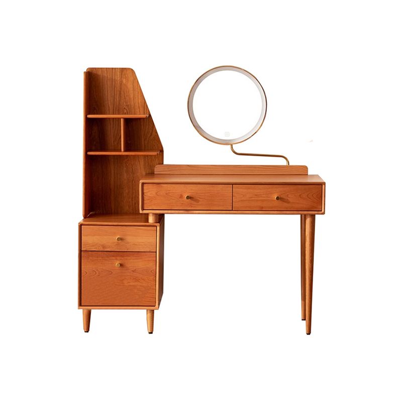 Tocador contemporáneo dormitorio de cerezo espejo iluminado tocador de maquillaje de pie