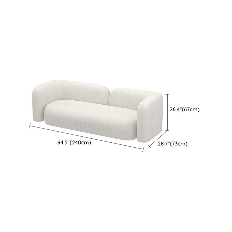 Scandinavian Wool Seating Tuxedo Arm Living Room Sofa in White