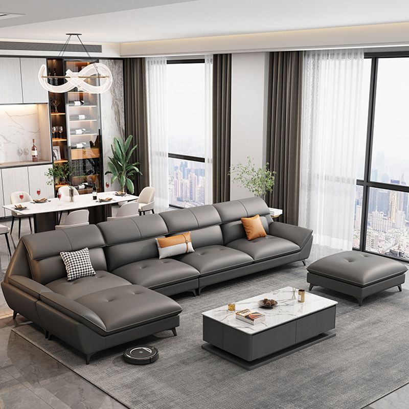 37,79 "Sofa sectionnel gris de haut gris canapé modulaire en cuir avec coussin arrière