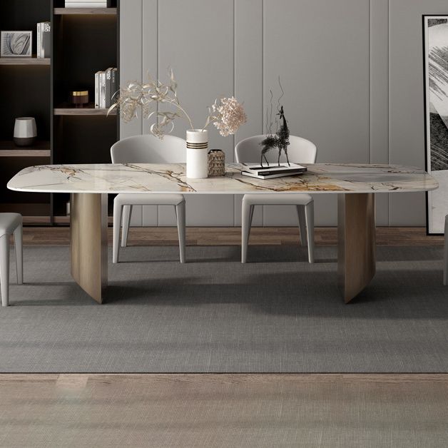 Minimalist Sintered Stone Rectangle Dining Set White Standard Dining Set for Kitchen Clearhalo 'Dining Room Sets' 'Dining Tables & Seating' 'dining_room_set' 'furn' 'furn_dining_room_set' 'Furniture' 'furniture_dining_room_set' 'Kitchen & Dining Furniture' 'kitchen&dining_furn' 'kitchen' 1200x1200_43691f36-7561-4222-83c2-fd9f6de2763b