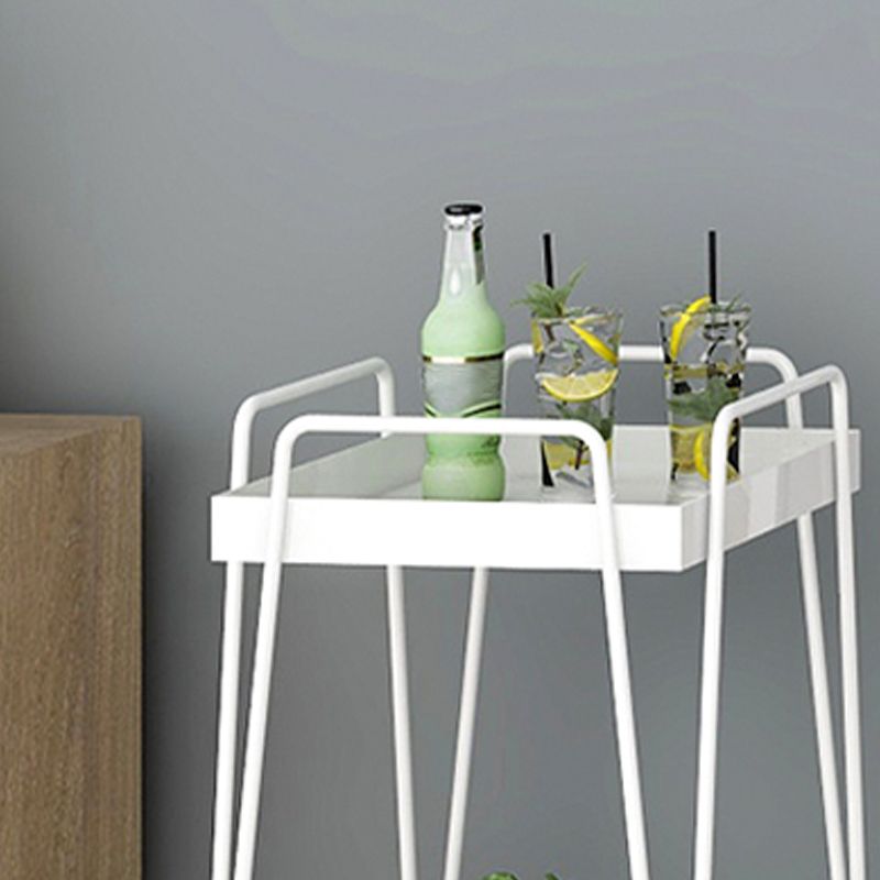 Mesa de esquina cuadrada de mediados de siglo Bandeja de metal de la bandeja de metal Topil final con almacenamiento