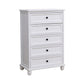 Contemporary White Accent Chest with Drawers and Solid Wood Bun Feet