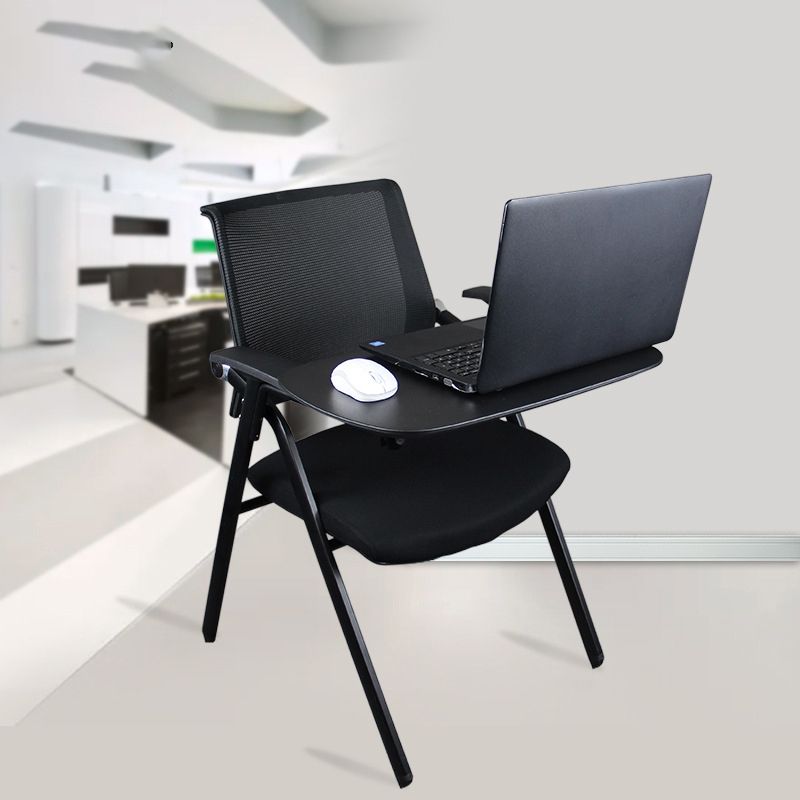 Black Metal Frame Modern Task Chair with Arms Conference Chair with Mid Back Clearhalo 'furn' 'furn_office_chair' 'Furniture' 'furniture_office_chair' 'Office Chairs' 'Office Furniture' 'office_chair' 1200x1200_436dfadb-ec56-4a15-b45f-3dd5d7c67bd1