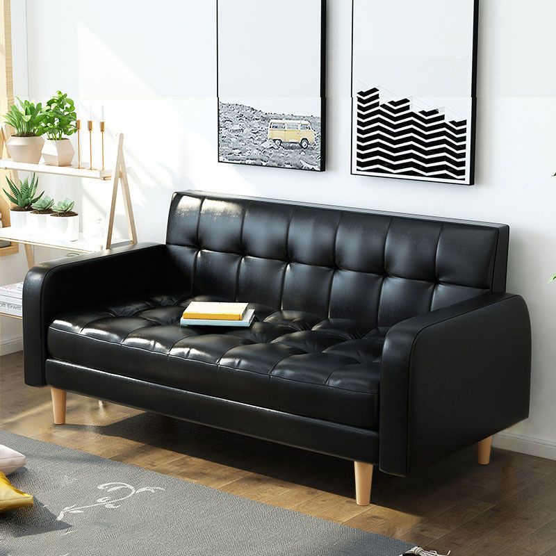 Contemporary Biscuit Back Standard Square Arm Genuine Leather Sofa Clearhalo 'furn' 'furn_sofas' 'Furniture' 'Living Room Furniture' 'Sofa' 'sofas' 1200x1200_436e1ab3-c9ea-4d10-af85-4b1ce9380faf