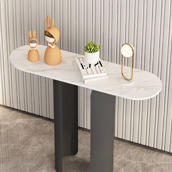 11,81 "W tavolo di accento console glam ovale di divano console di finitura antica