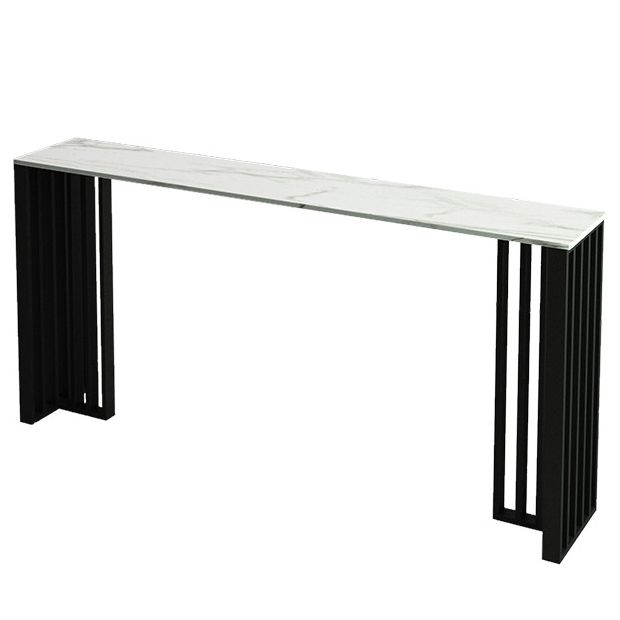 Rectangle Stone Bar Dining Table Contemporary Bar Table with Double Pedestal Base Clearhalo 'Bar Furniture' 'Bar Tables' 'bar_tables' 'Furniture' 'furniture_bar_tables' 'Kitchen & Dining Furniture' 1200x1200_43730de2-c01c-48a2-a5d1-cb0f5823e1e6